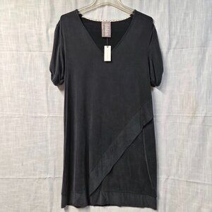 Anthropologie Dolan Left Coast Collection Black V‑Neck Draped Knit Dress Size Sm